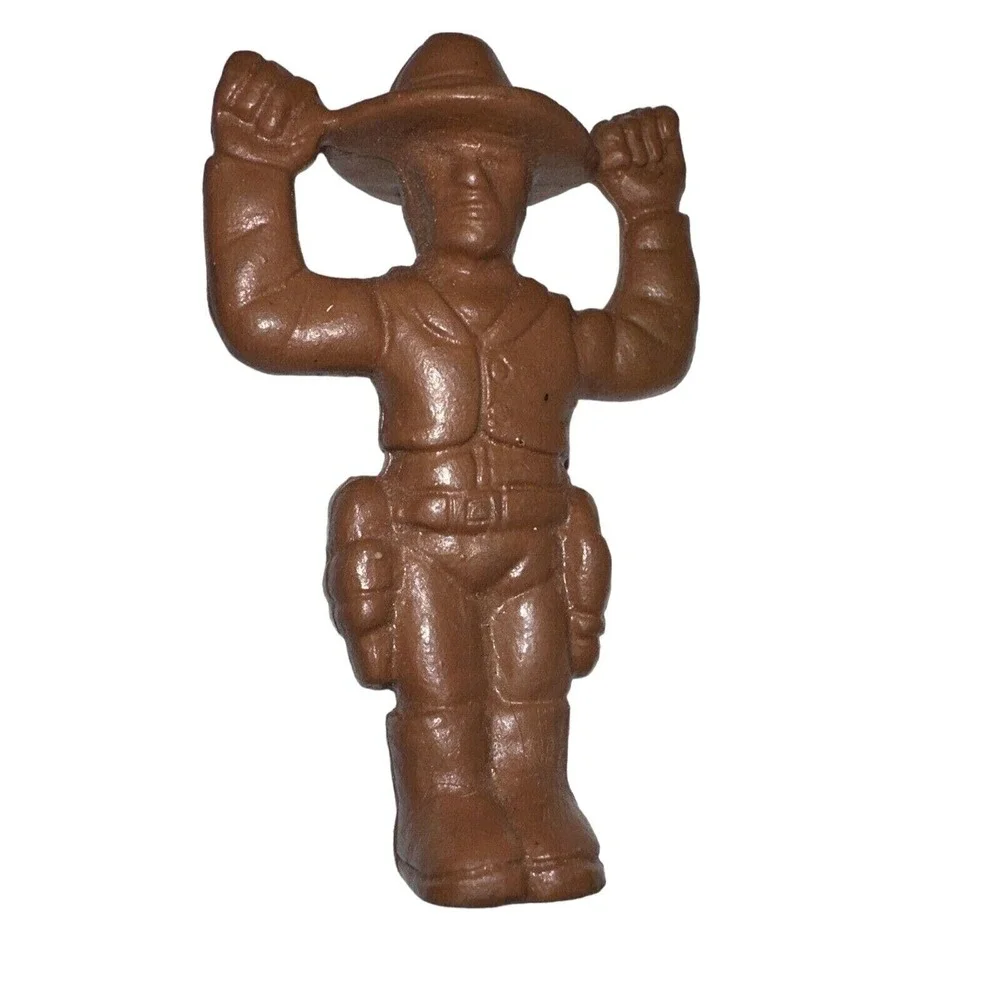 Vintage Cowboy Figurine Western Decor Cowboy Holding Hat Brown‎ Plastic